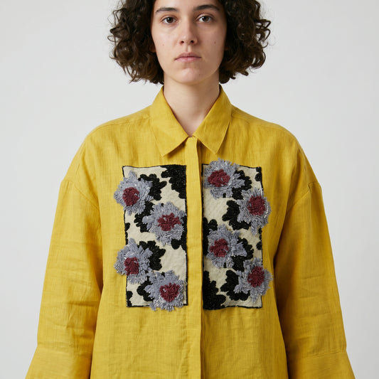 Embroidered Floral Linen Shirt