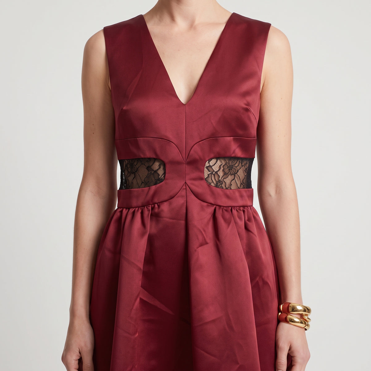 Burgundy Cutout Evening Gown