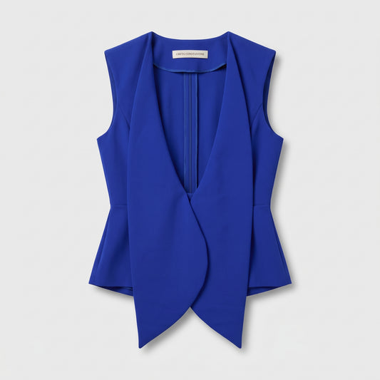 Structured Royal Blue Lapel Vest