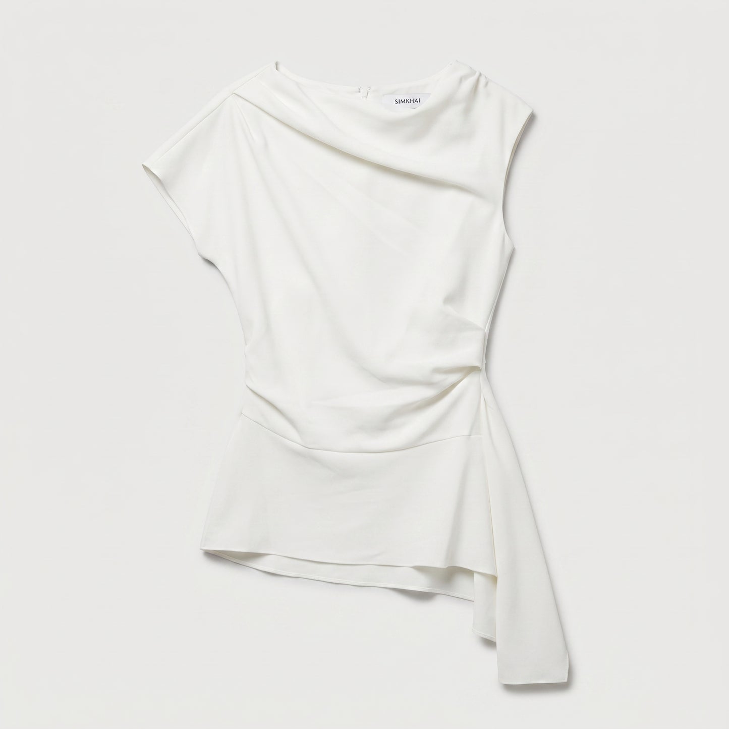 Draped Asymmetric White Top