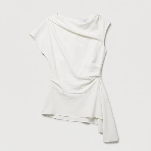 Draped Asymmetric White Top