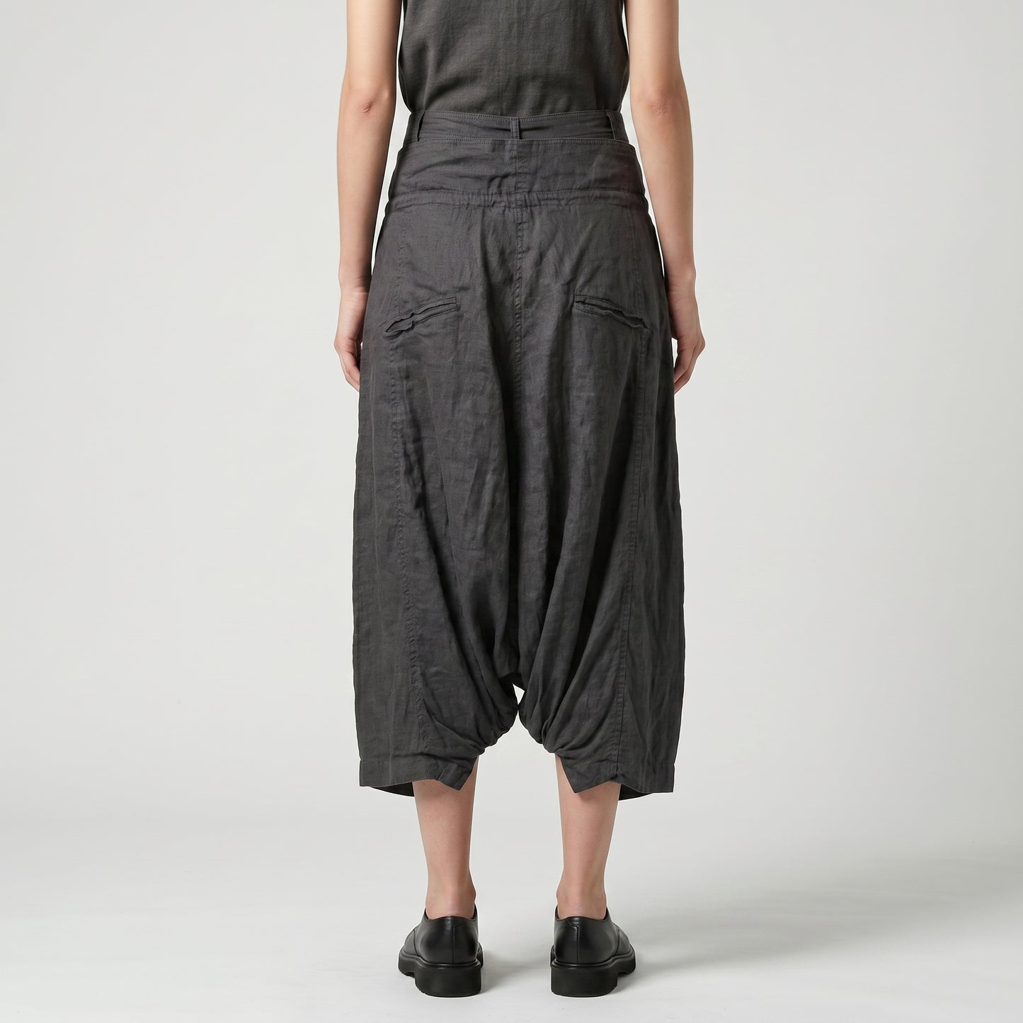 Relaxed Charcoal Dropped Cropped Trousers