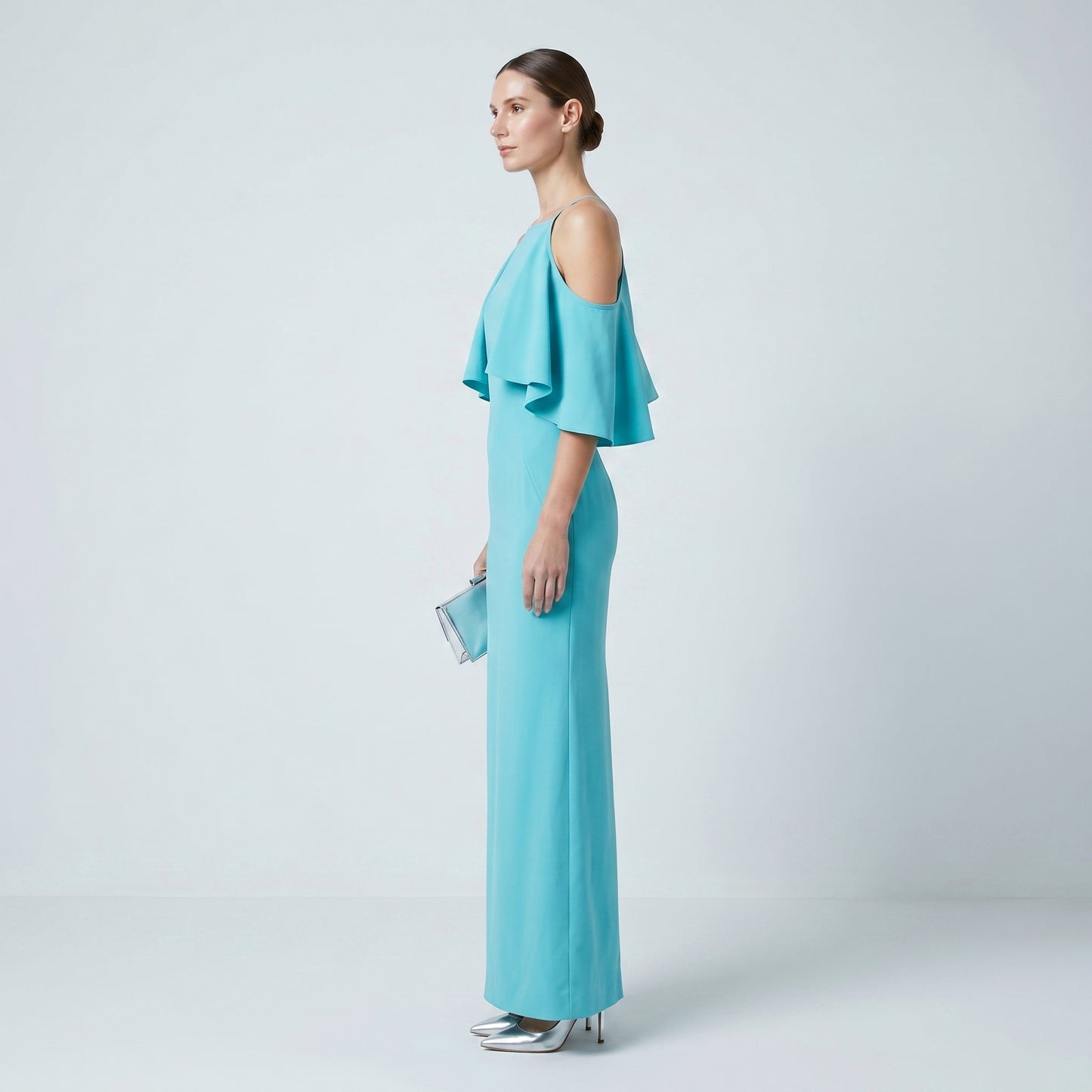 Flutter Sleeve Halter Gown
