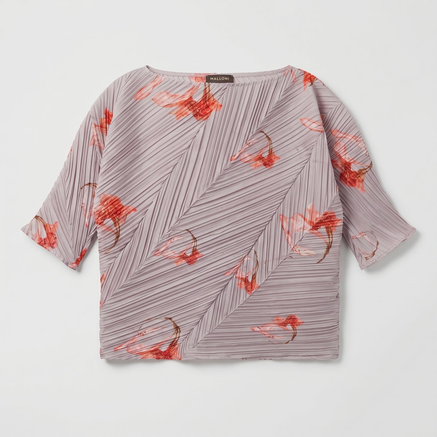 Floral Plissé Boatneck Top