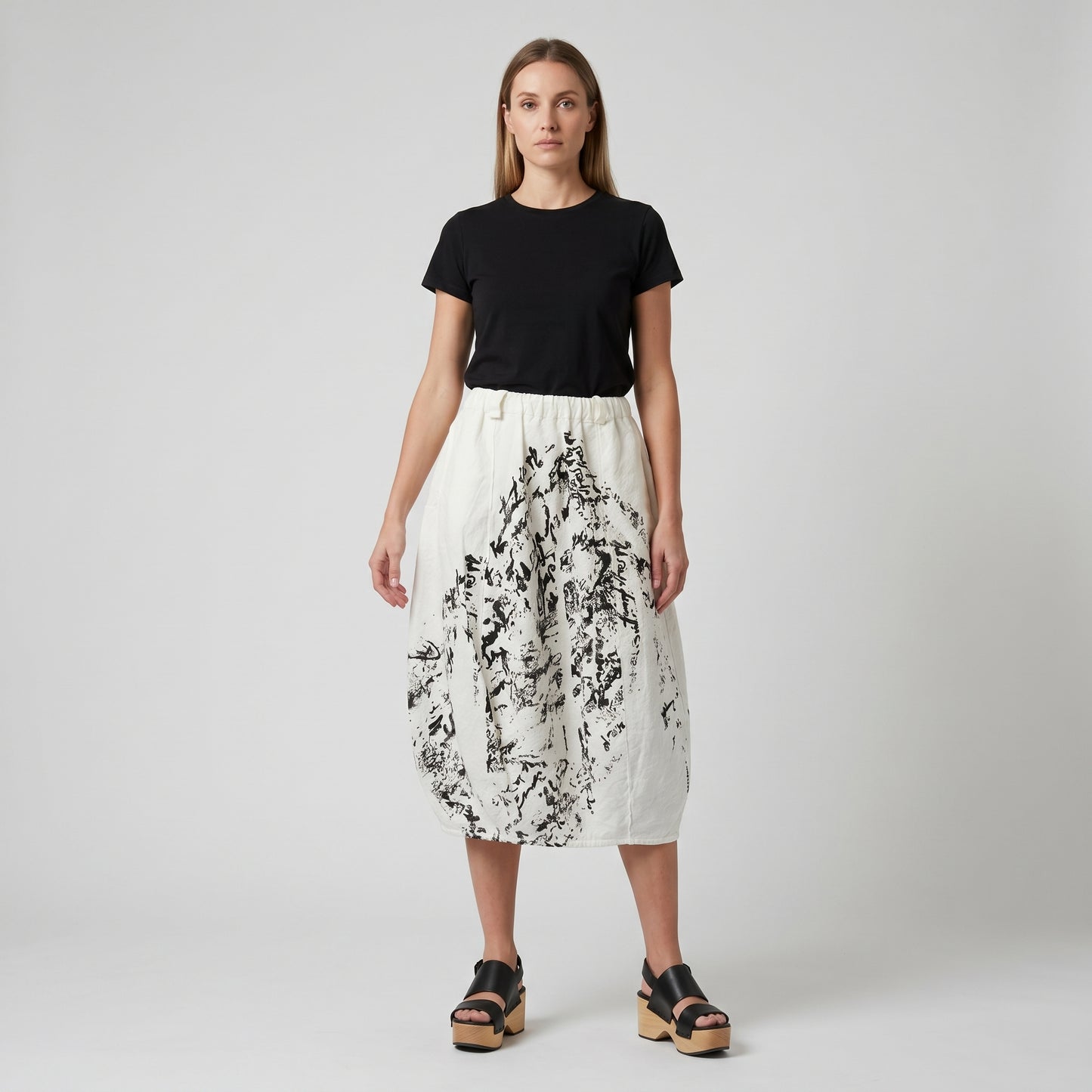 Abstract Print Balloon Skirt