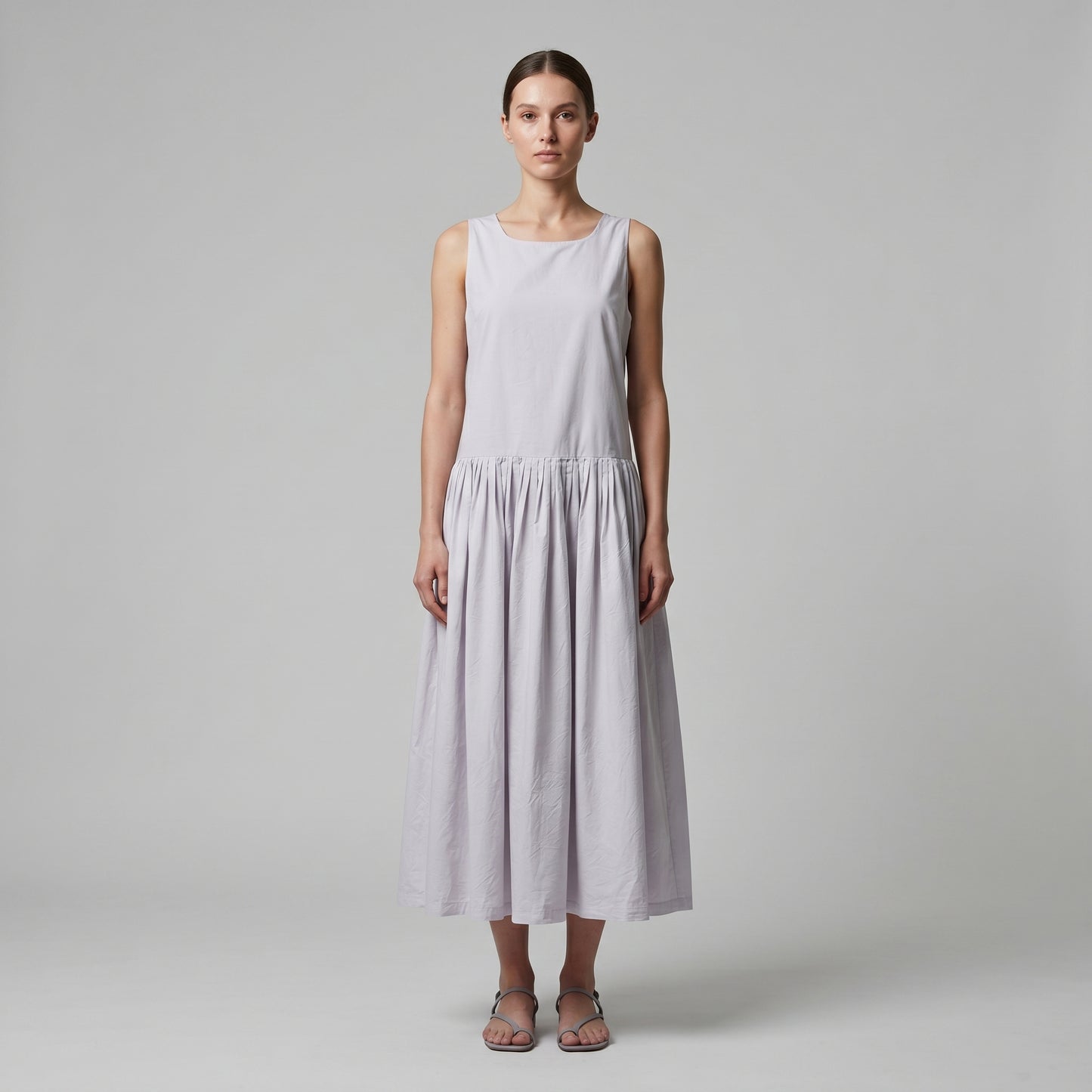Minimalist Sleeveless Cotton Midi Dress