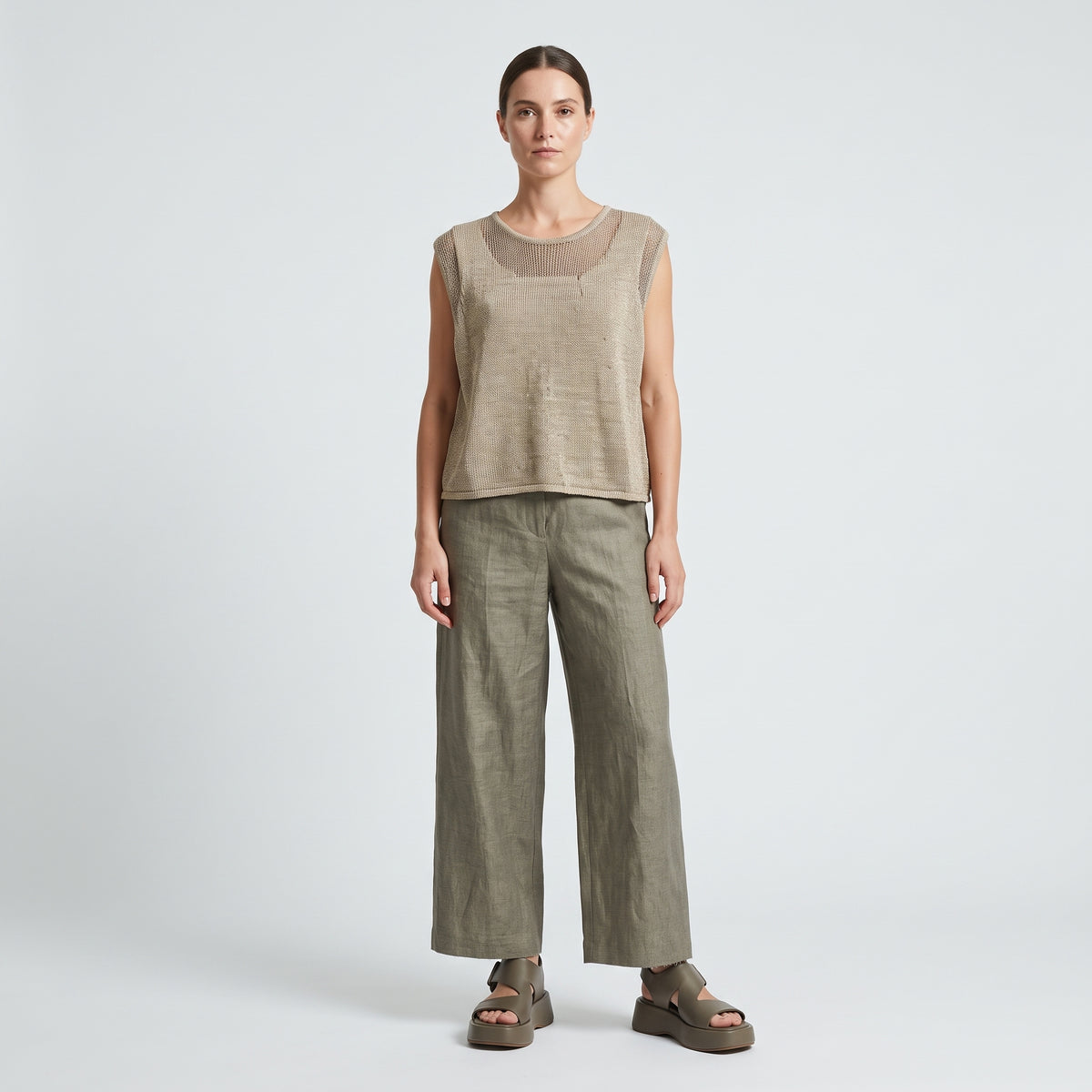 Open Knit Mesh Tank Top