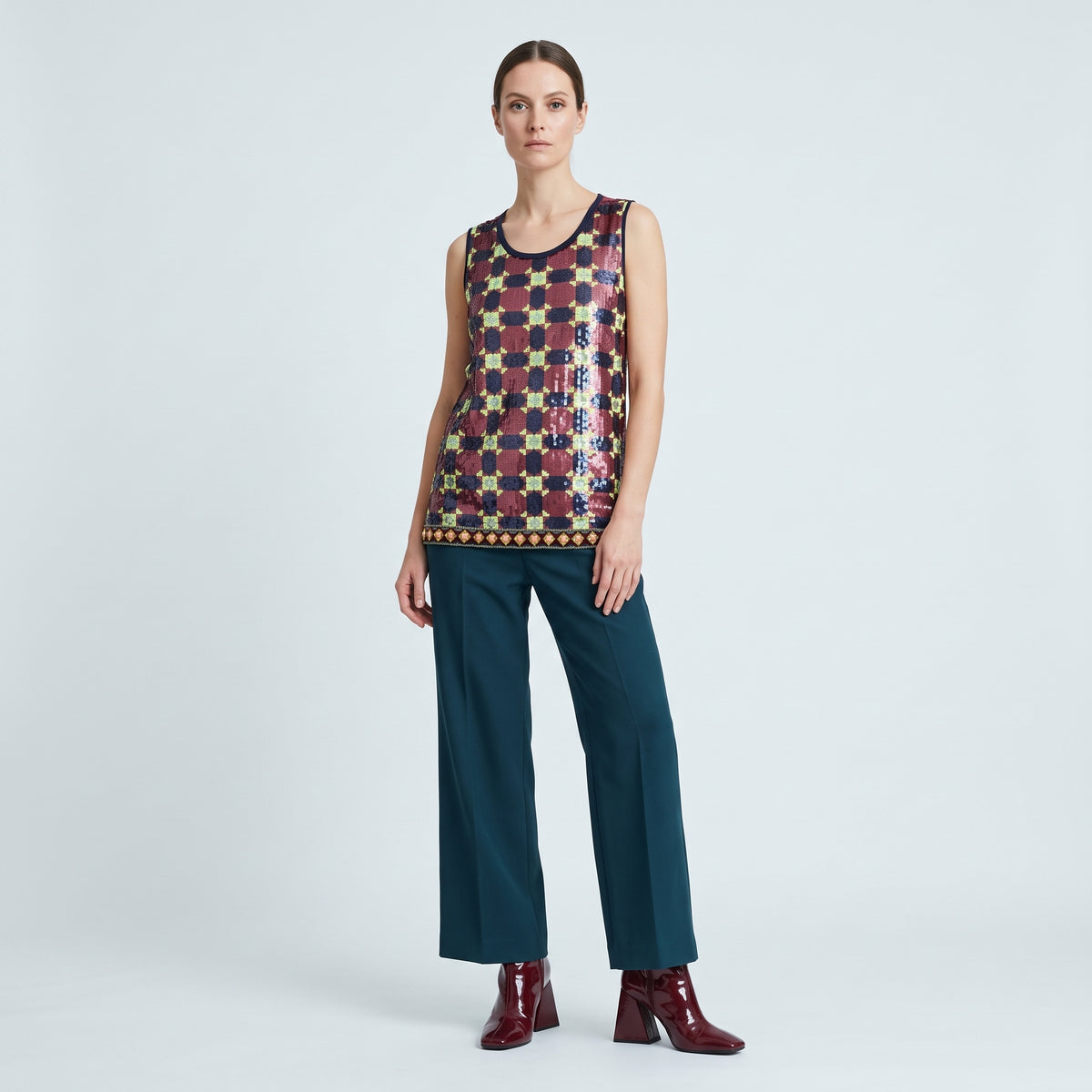 Sequin Geometric Sleeveless Top