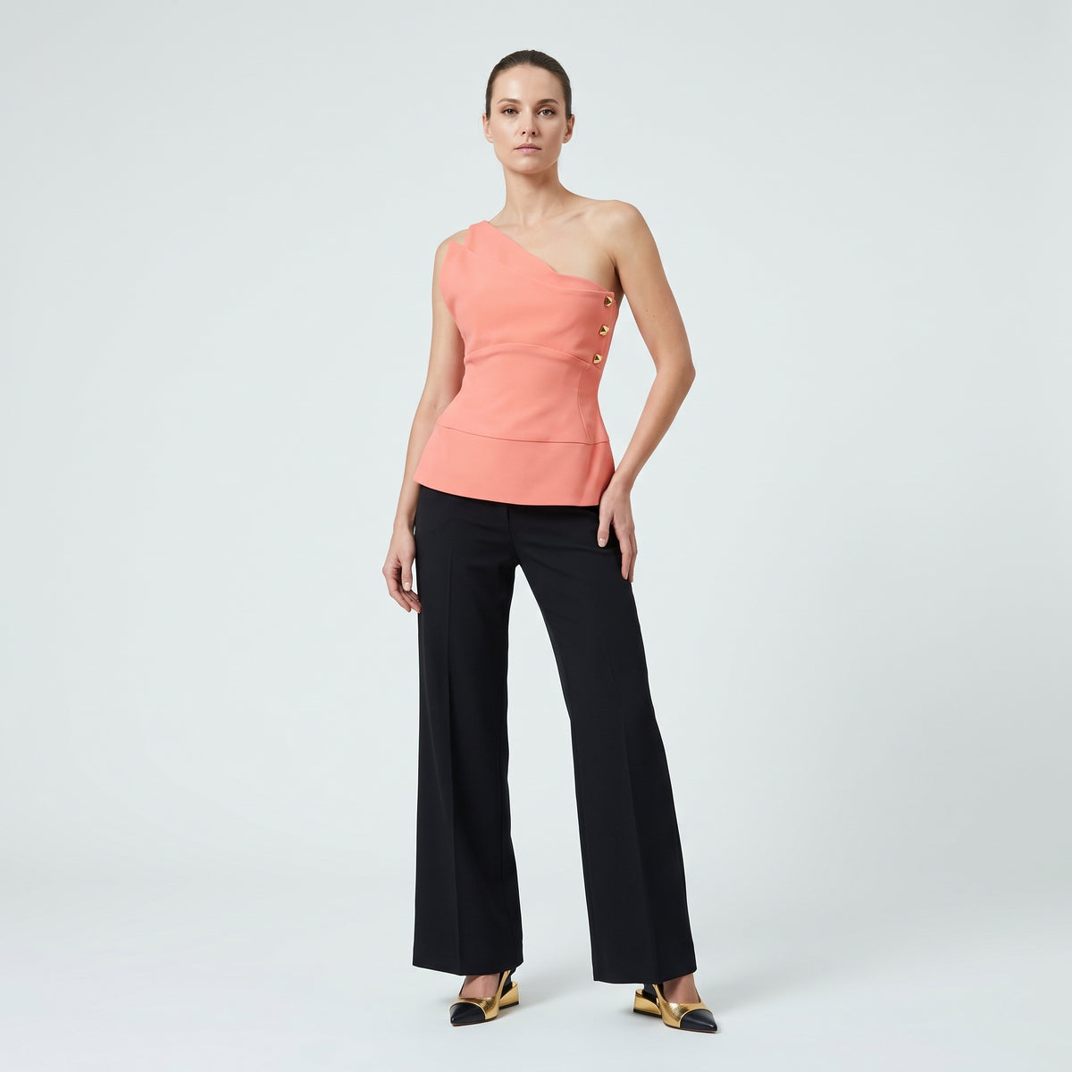 One-Shoulder Structured Peplum Top