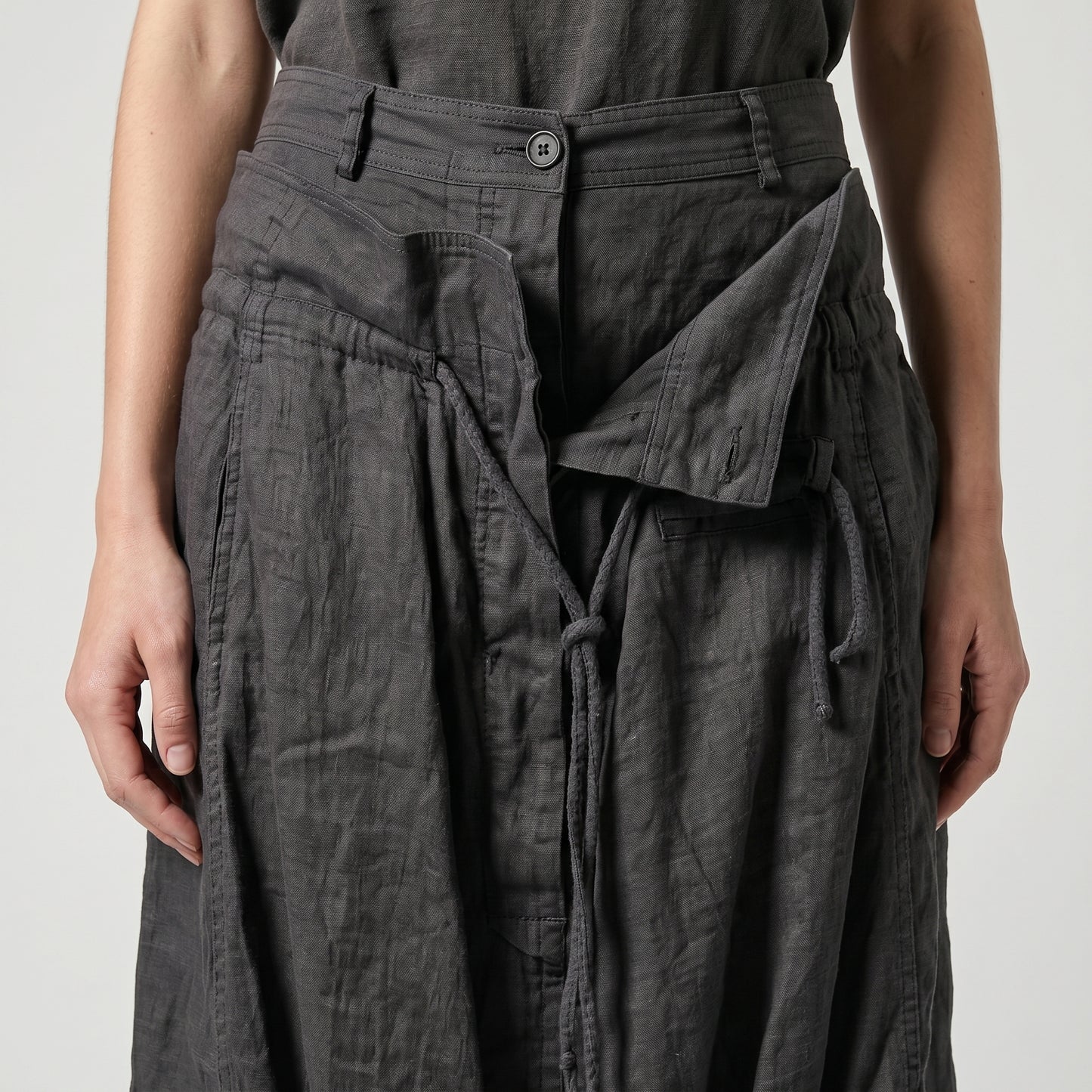 Relaxed Charcoal Dropped Cropped Trousers