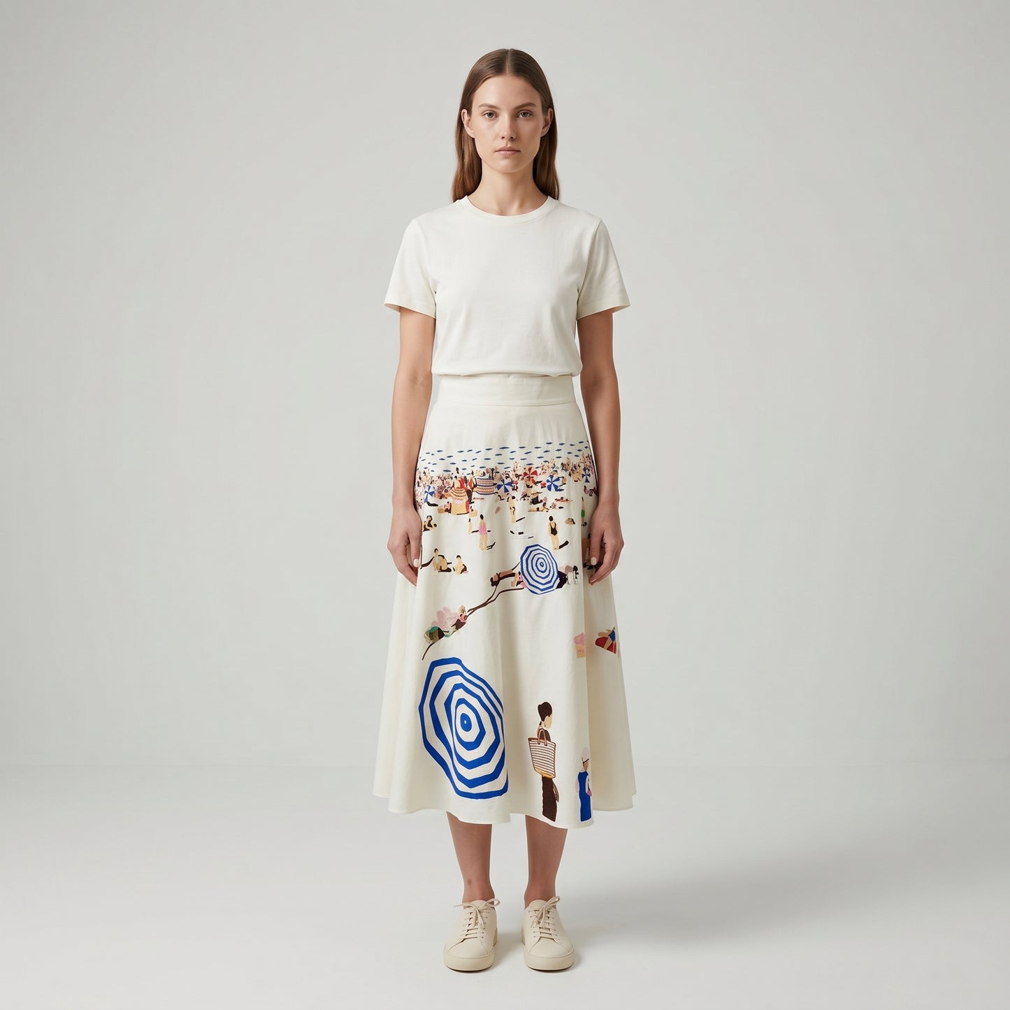 Illustrated Coastal A-Line Skirt