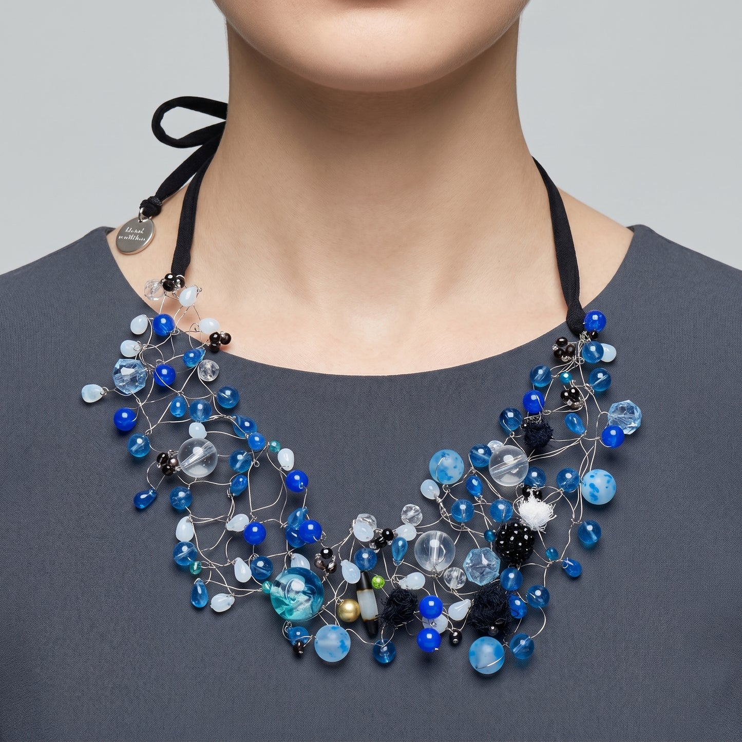 Artisanal Blue Beaded Statement Necklace