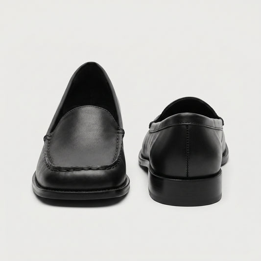 Classic Black Leather Loafers