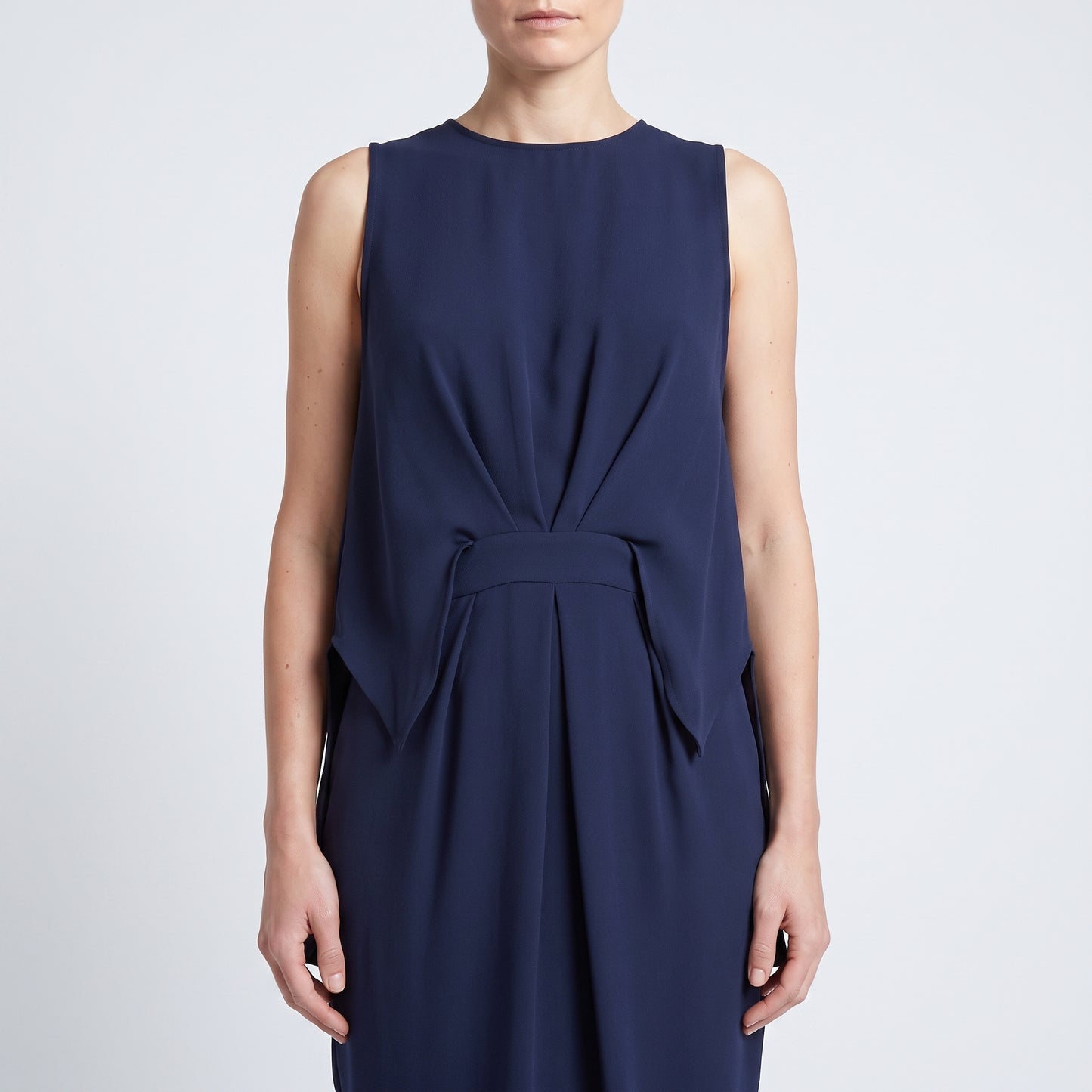 Architectural Navy Shift Dress