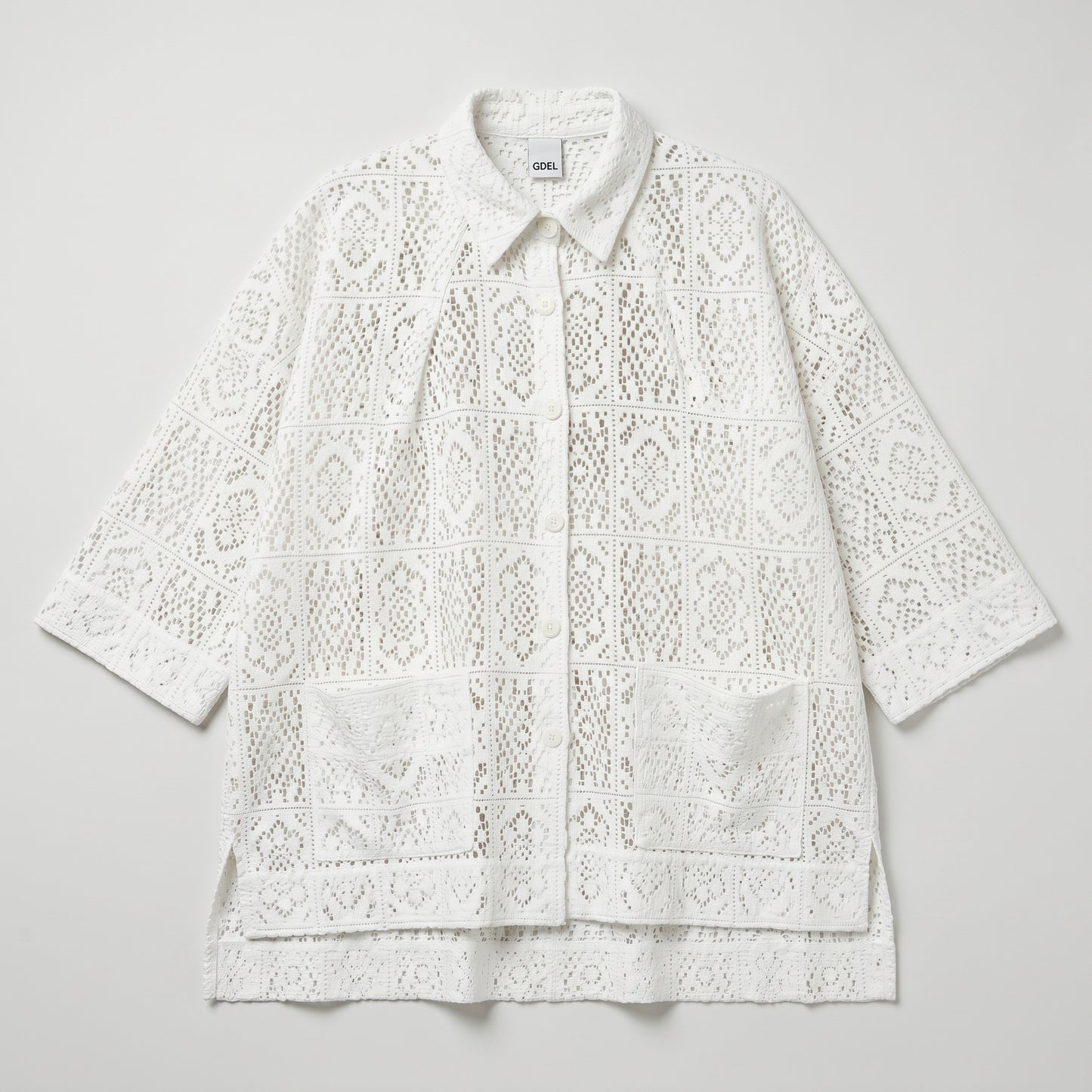 Elegant White Crochet Shirt Jacket