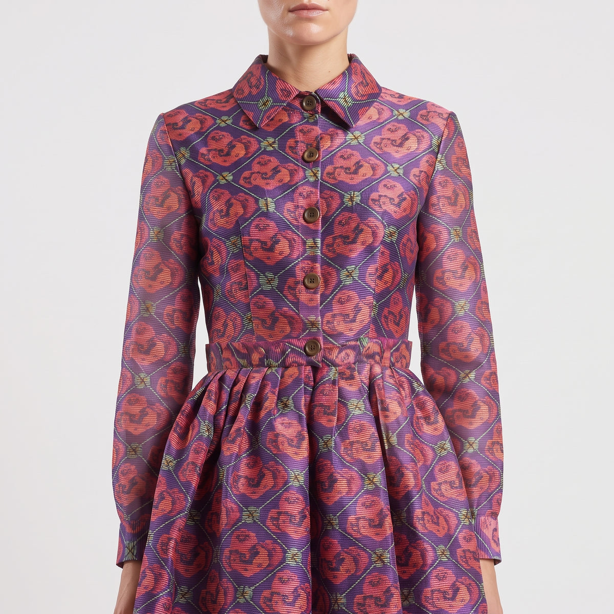 Floral Print Buttoned Mini Dress