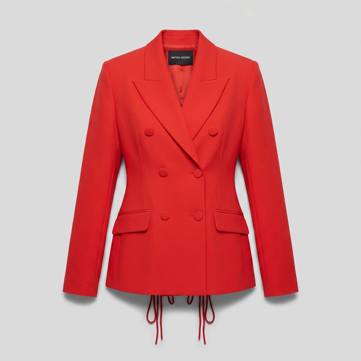 Tailored Lace Up Red Blazer