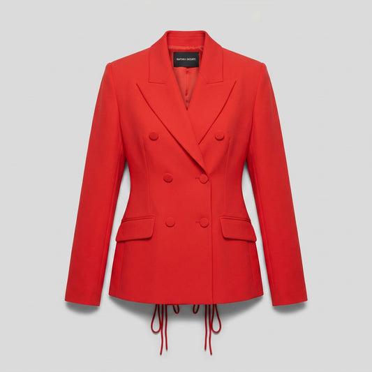 Tailored Lace Up Red Blazer
