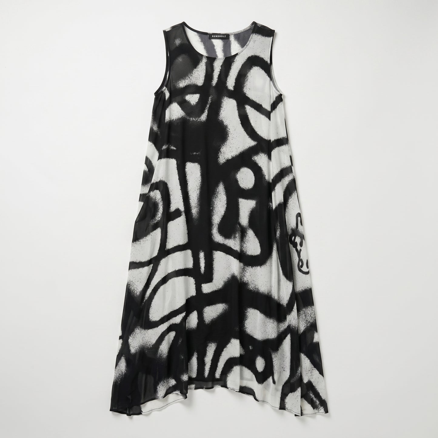 Monochrome Abstract Sleeveless Dress