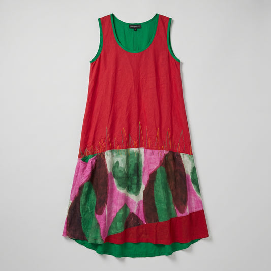 Vibrant Abstract Print Linen Dress