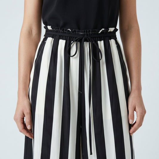 Striped Wide-Leg Cropped Trousers