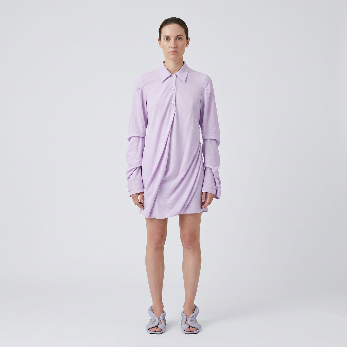 Lavender Ruched Pleated Shirt