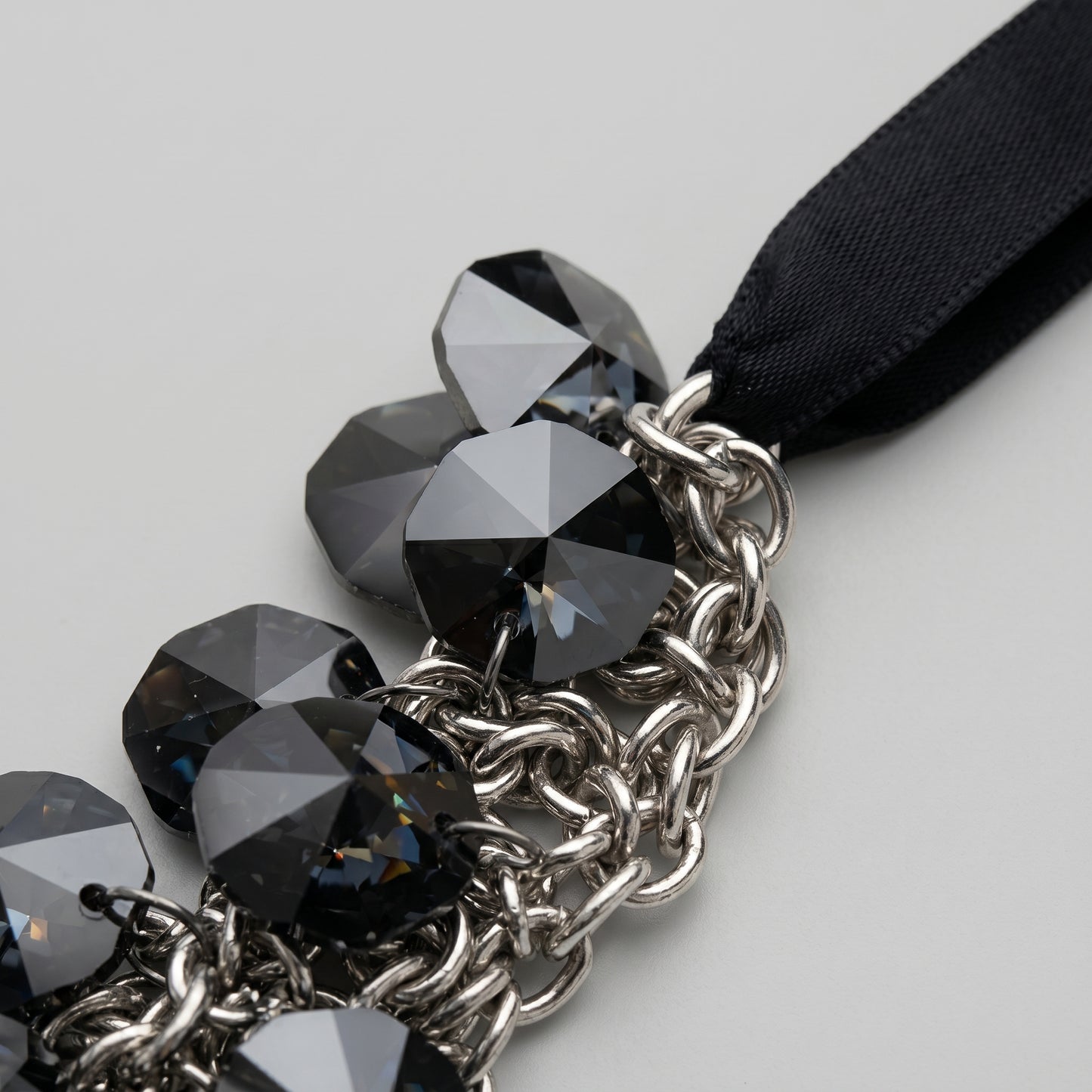 Crystal Cluster Ribbon Statement Necklace