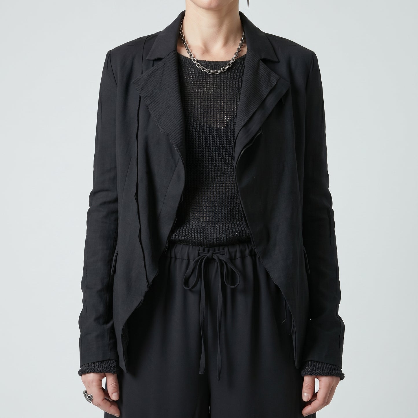 Sheer Wide Leg Drawstring Trousers