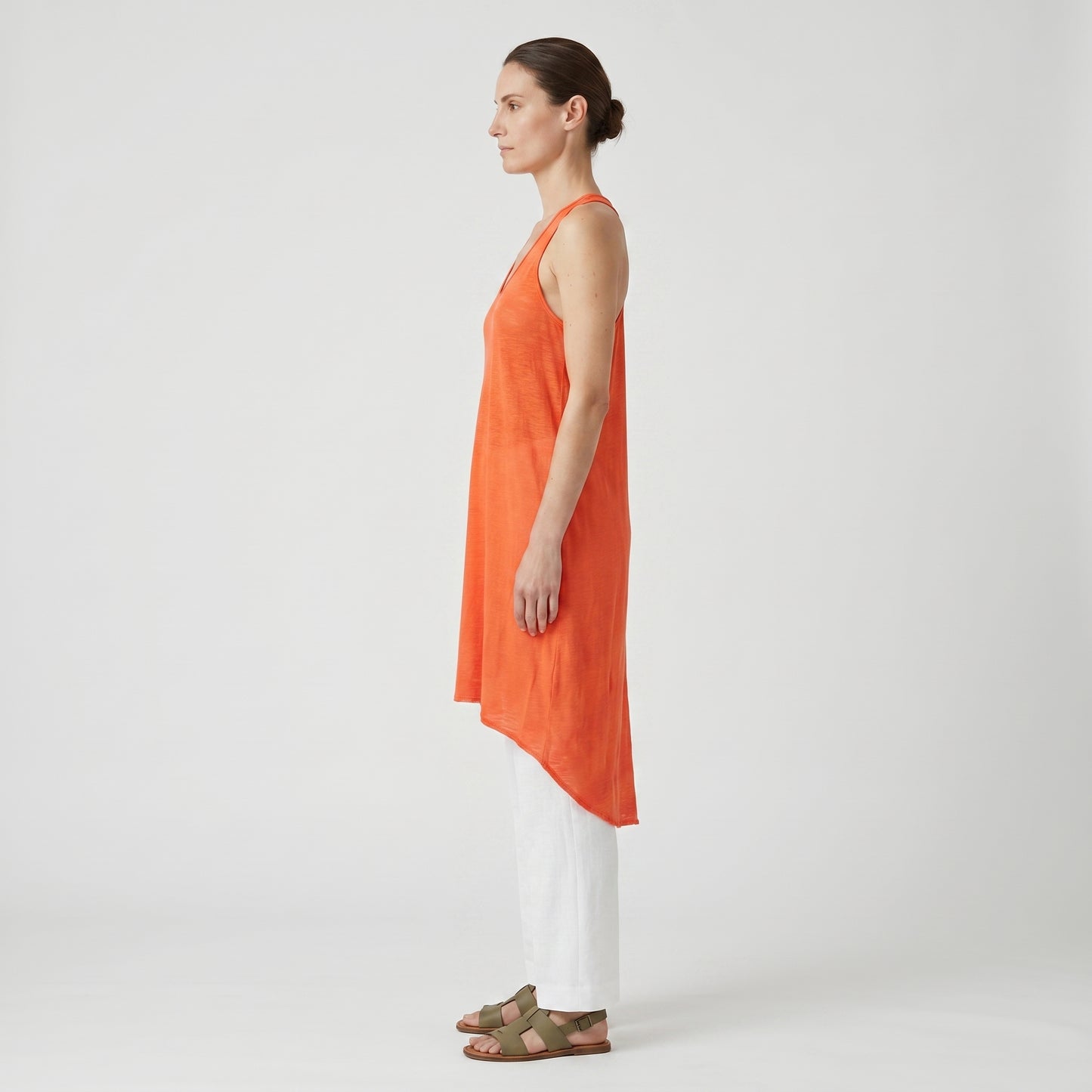 Coral Racerback High-Low Tank Top