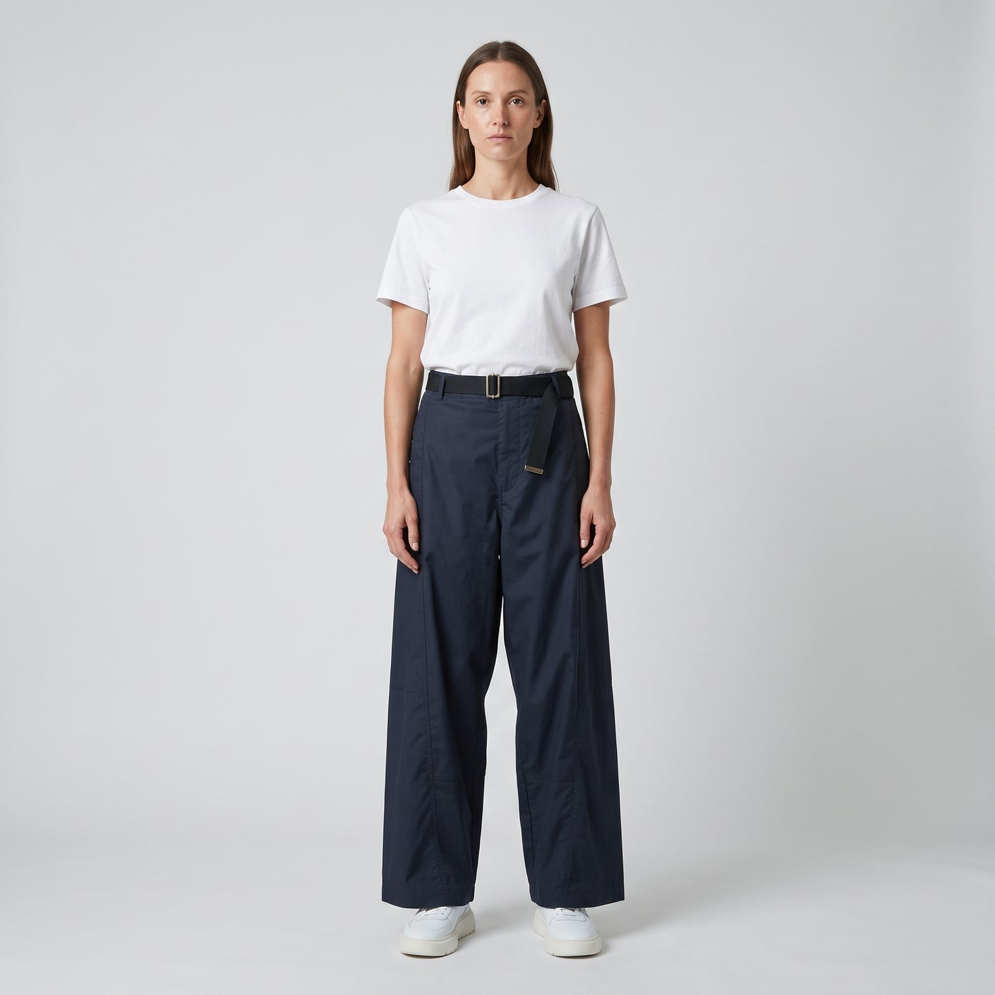 Belted Navy Technical Trousers