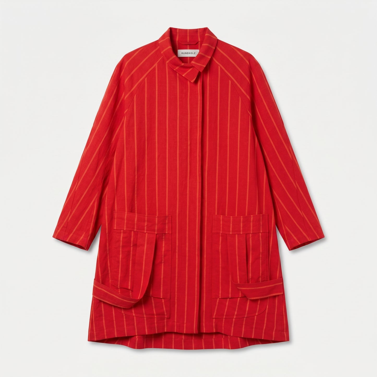Red Striped Oversized Coat