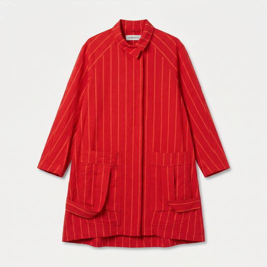 Red Striped Oversized Coat