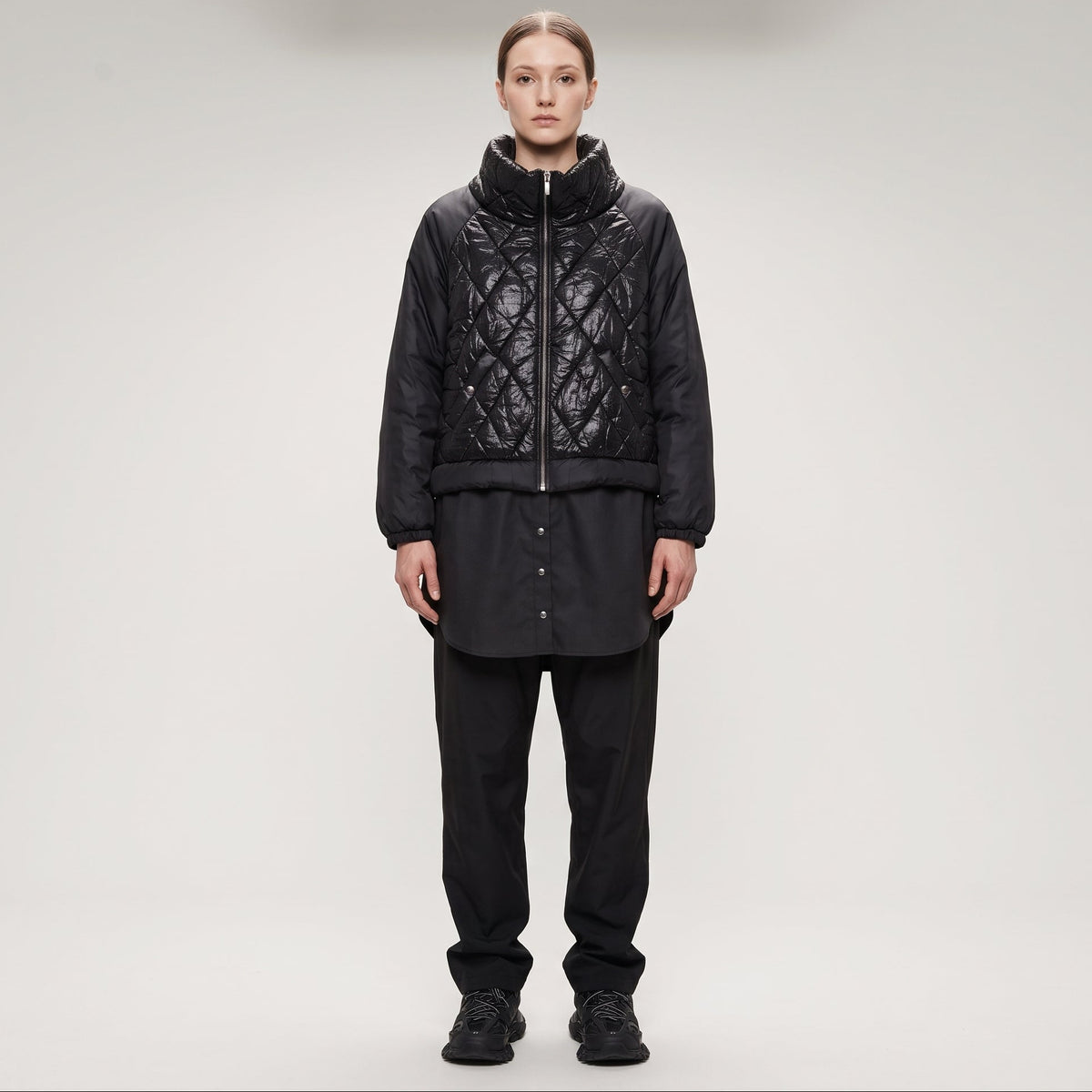 Quilted Layered Longline Jacket