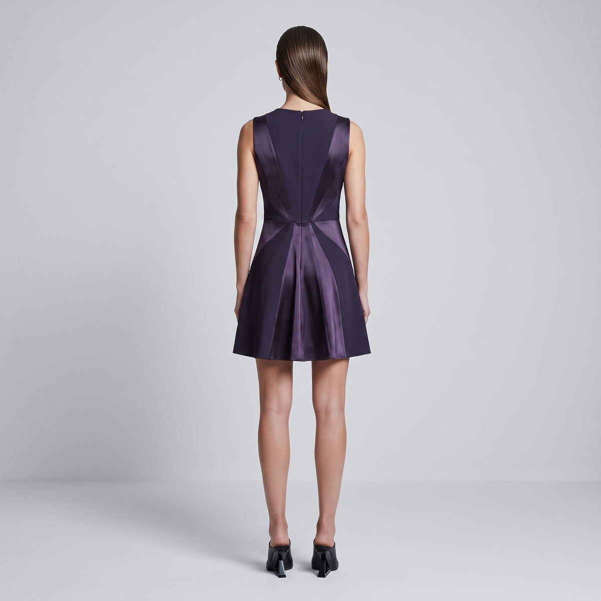 Satin Paneled Sleeveless Mini Dress