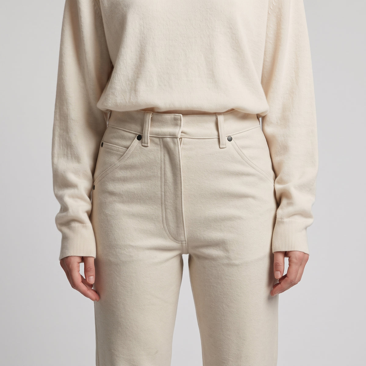 Minimalist High-Rise Cotton Trousers