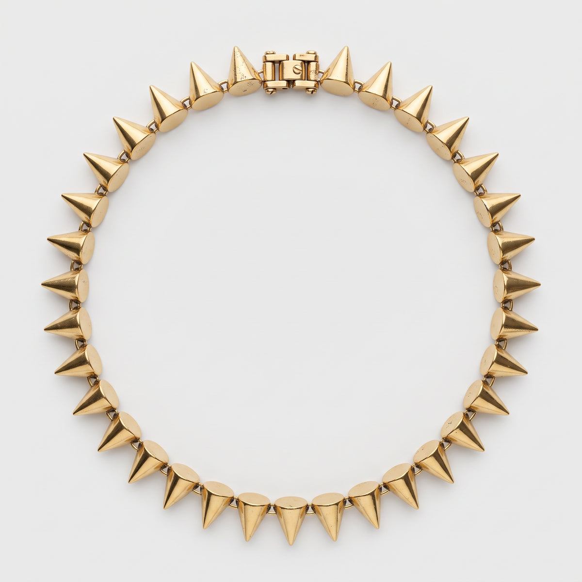 Gold Tone Spiked Statement Necklace