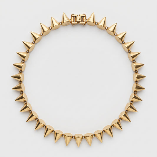 Gold Tone Spiked Statement Necklace