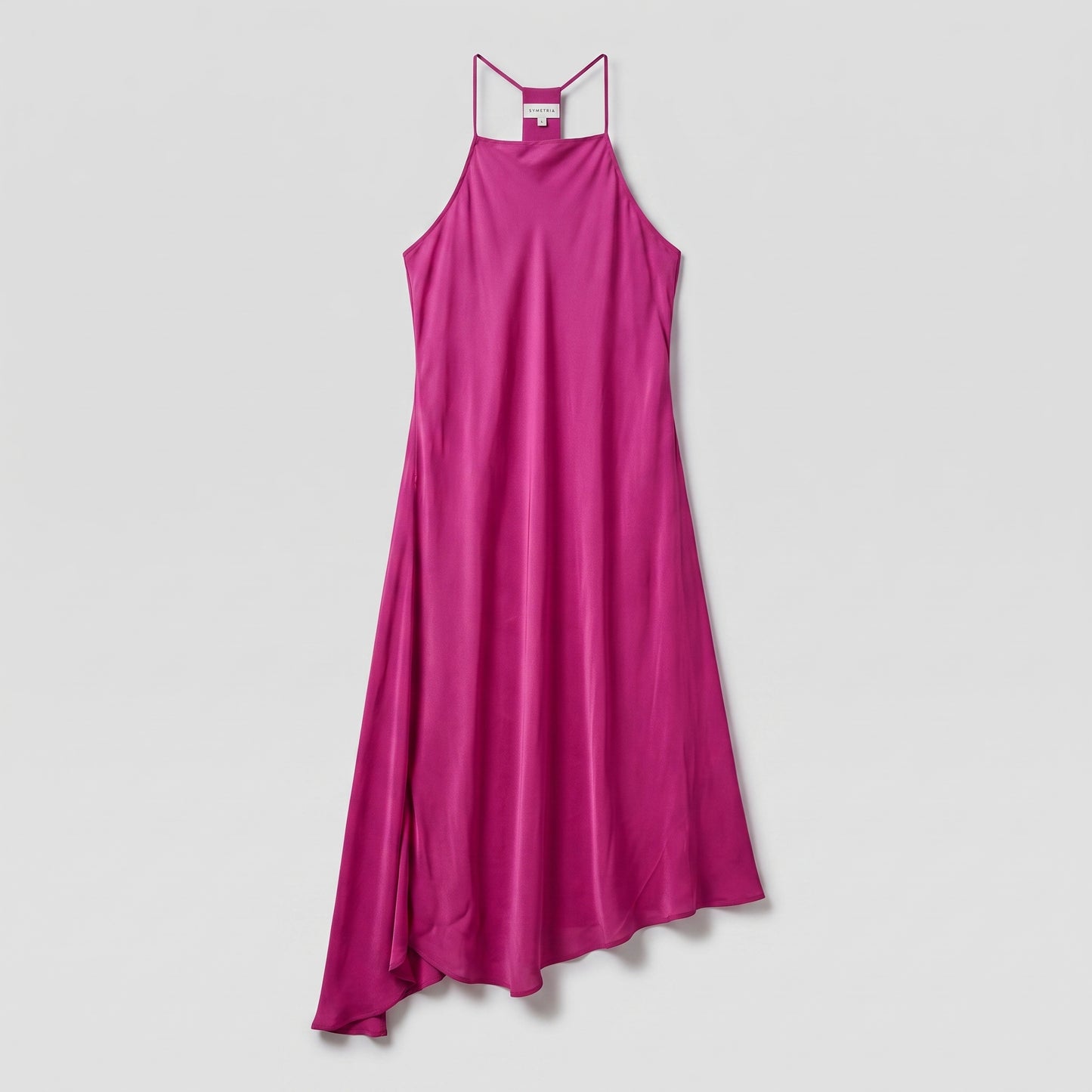 Magenta Asymmetric Halter Dress