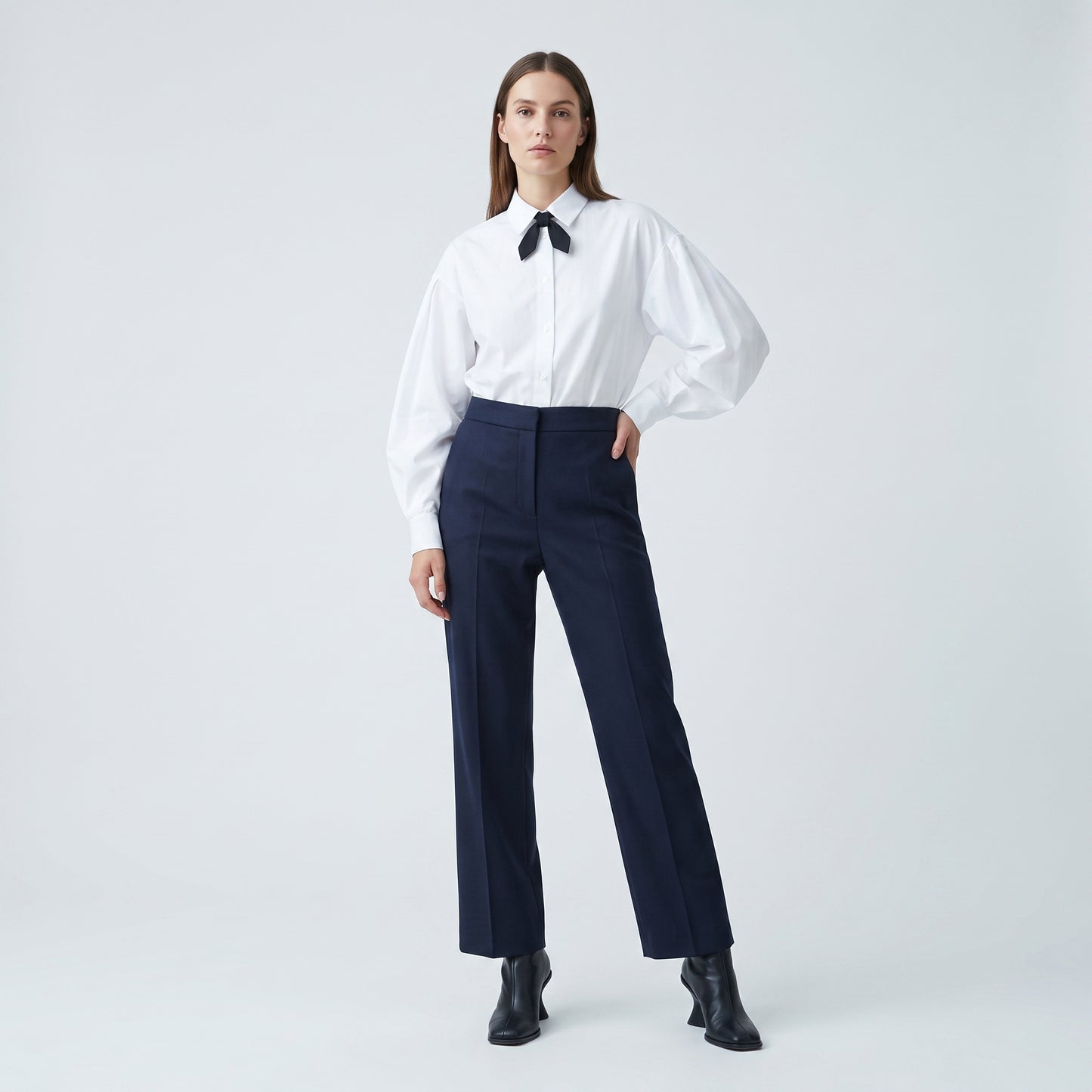 Tailored Navy Wool Trousers