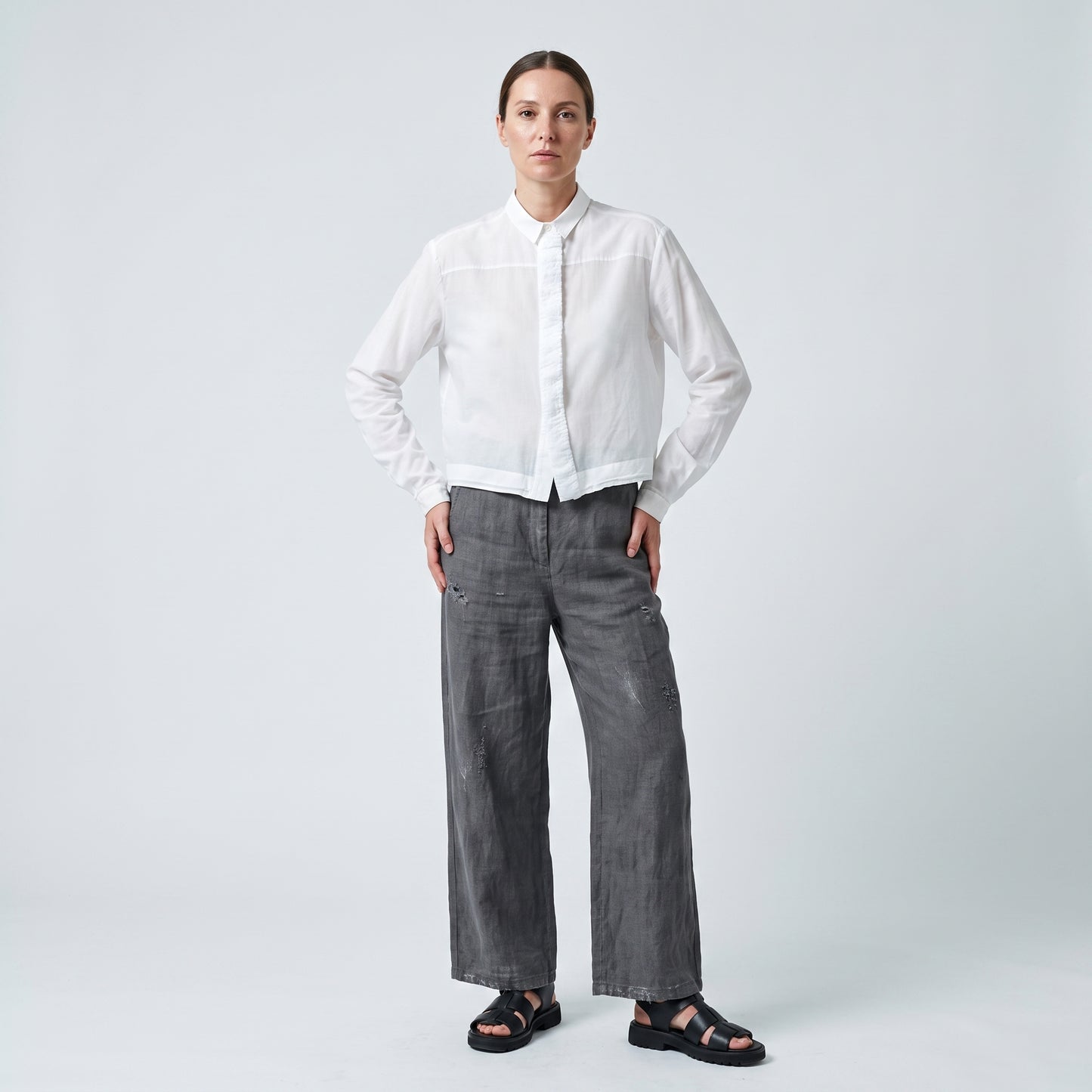 Crisp Ruffled White Cotton Shirt