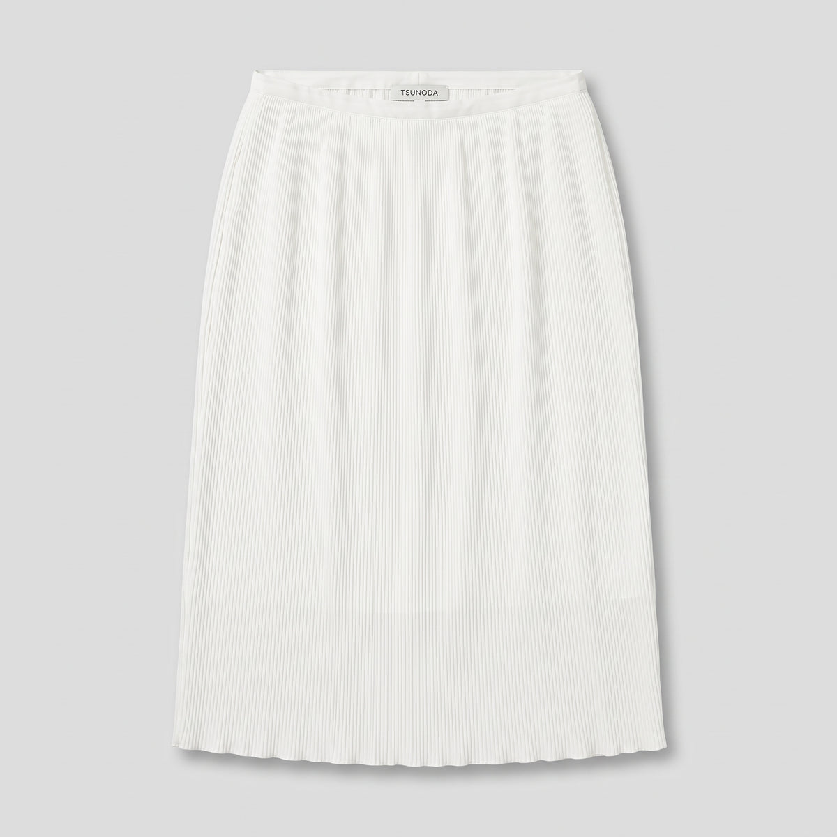Classic White Ribbed Midi Skirt