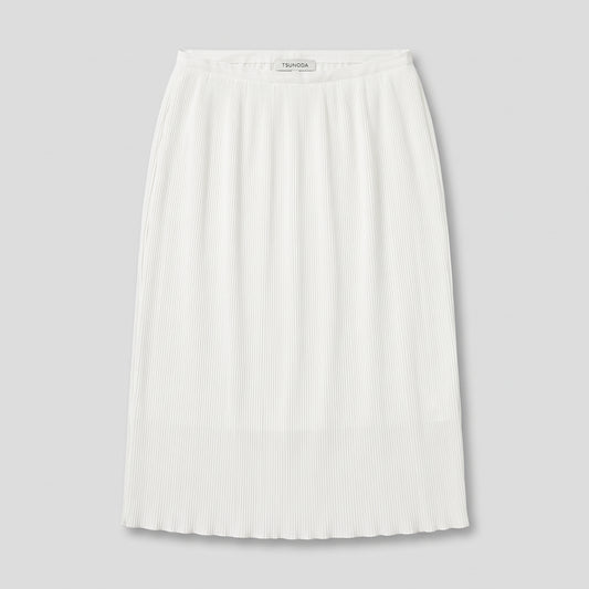 Classic White Ribbed Midi Skirt