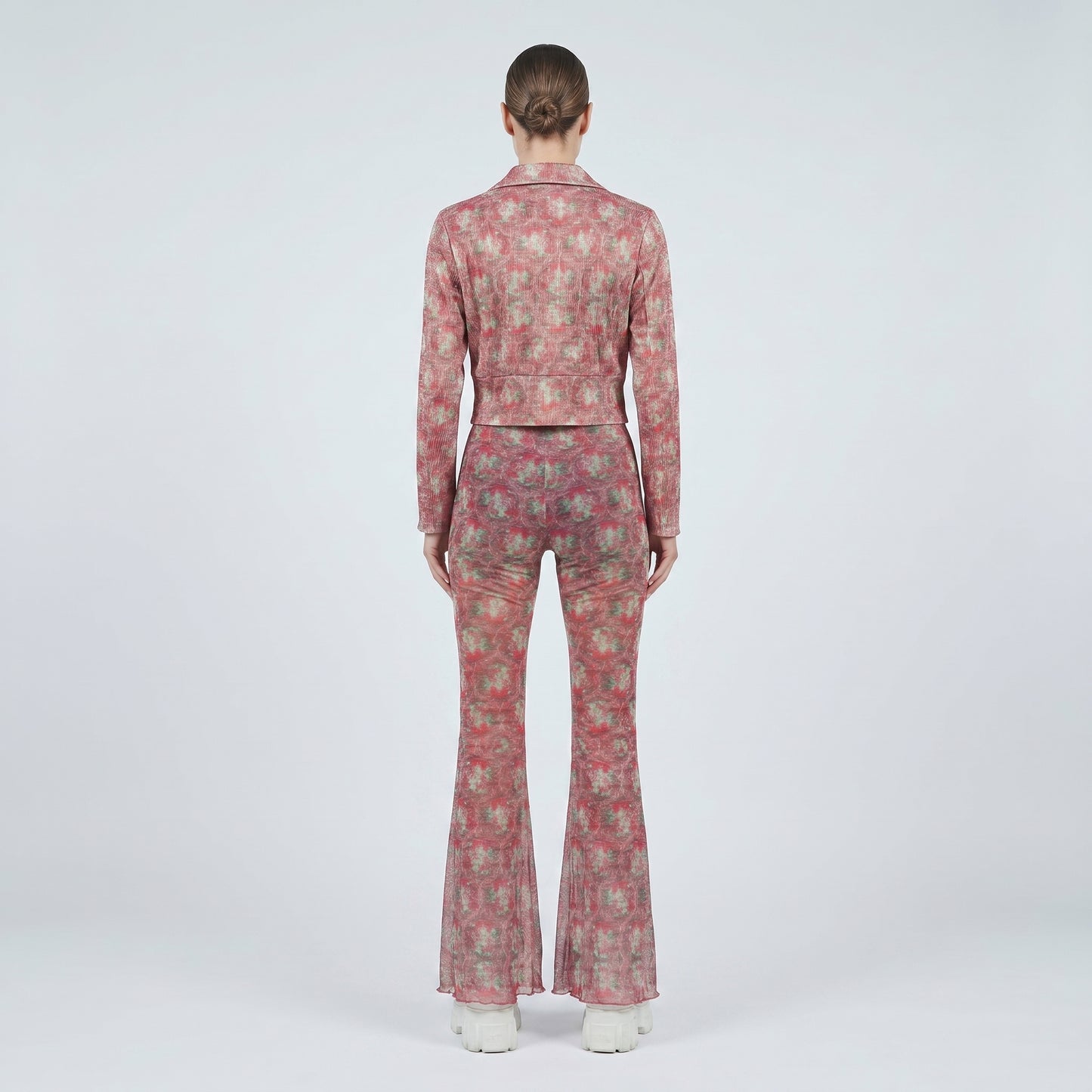 Floral Pattern Flared Trousers