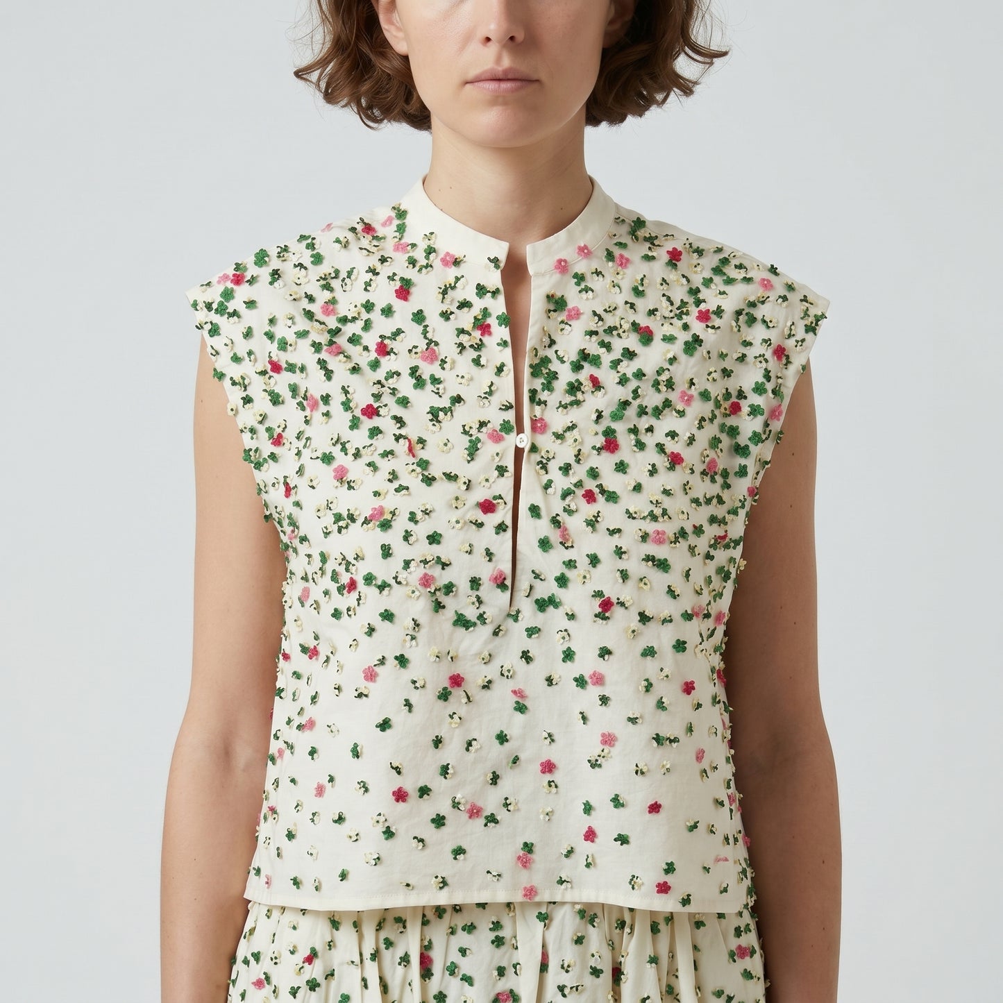 Floral Embroidered Sleeveless Top