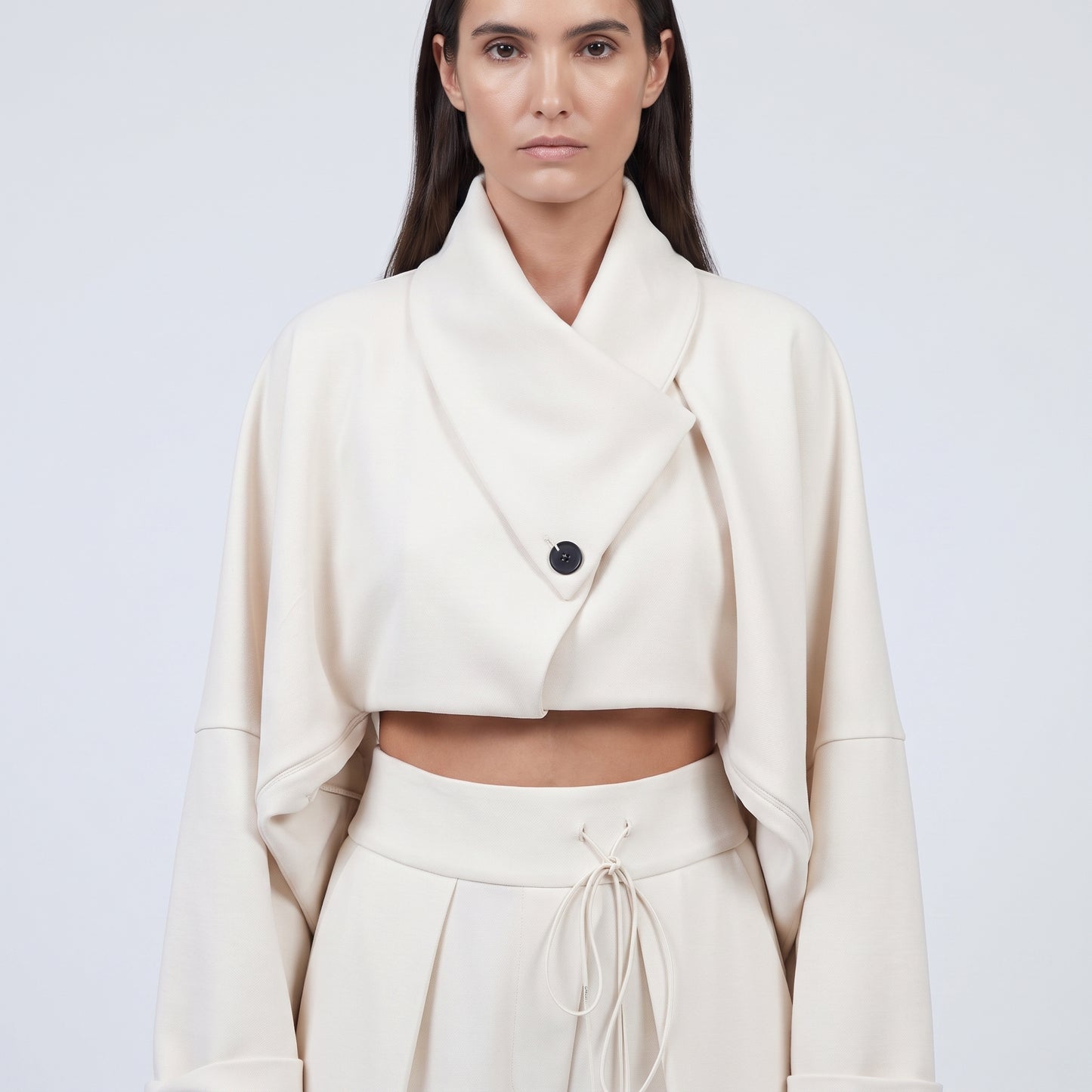 Structured Cropped Cream Jacket