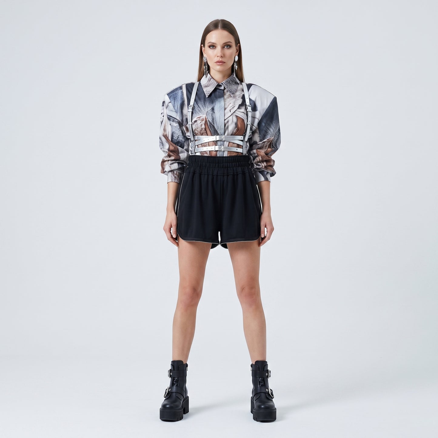 Elegant Embellished High-Waisted Shorts