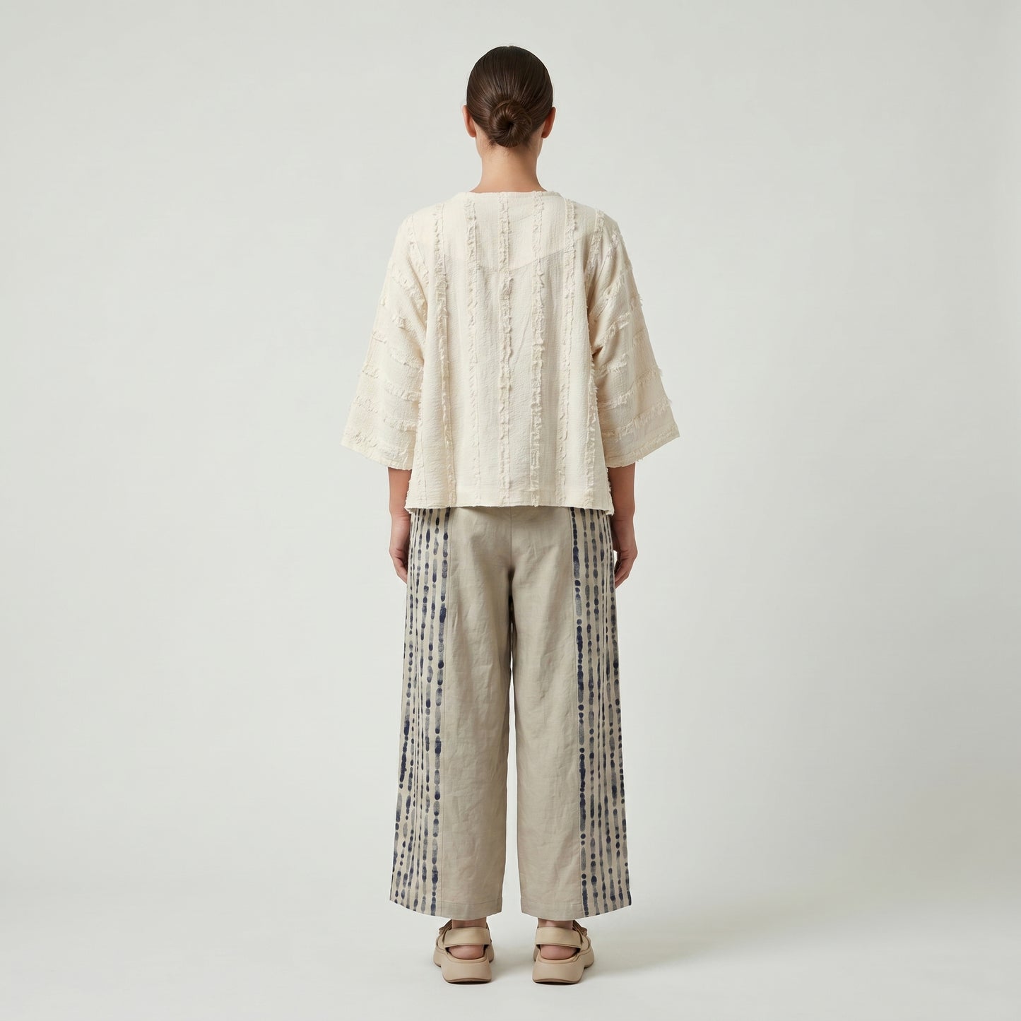 Textured Single Button Cropped Jacket