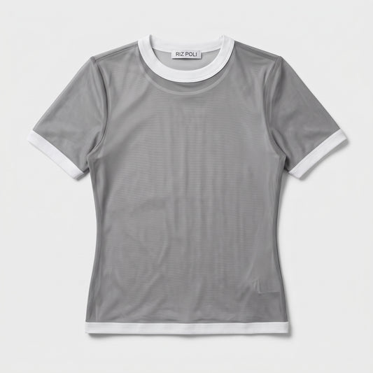 Contrast Trim Mesh T-Shirt