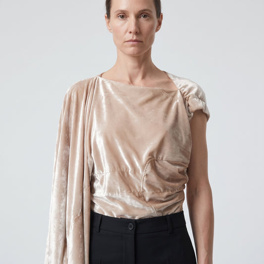 Asymmetric Velvet Draped Top
