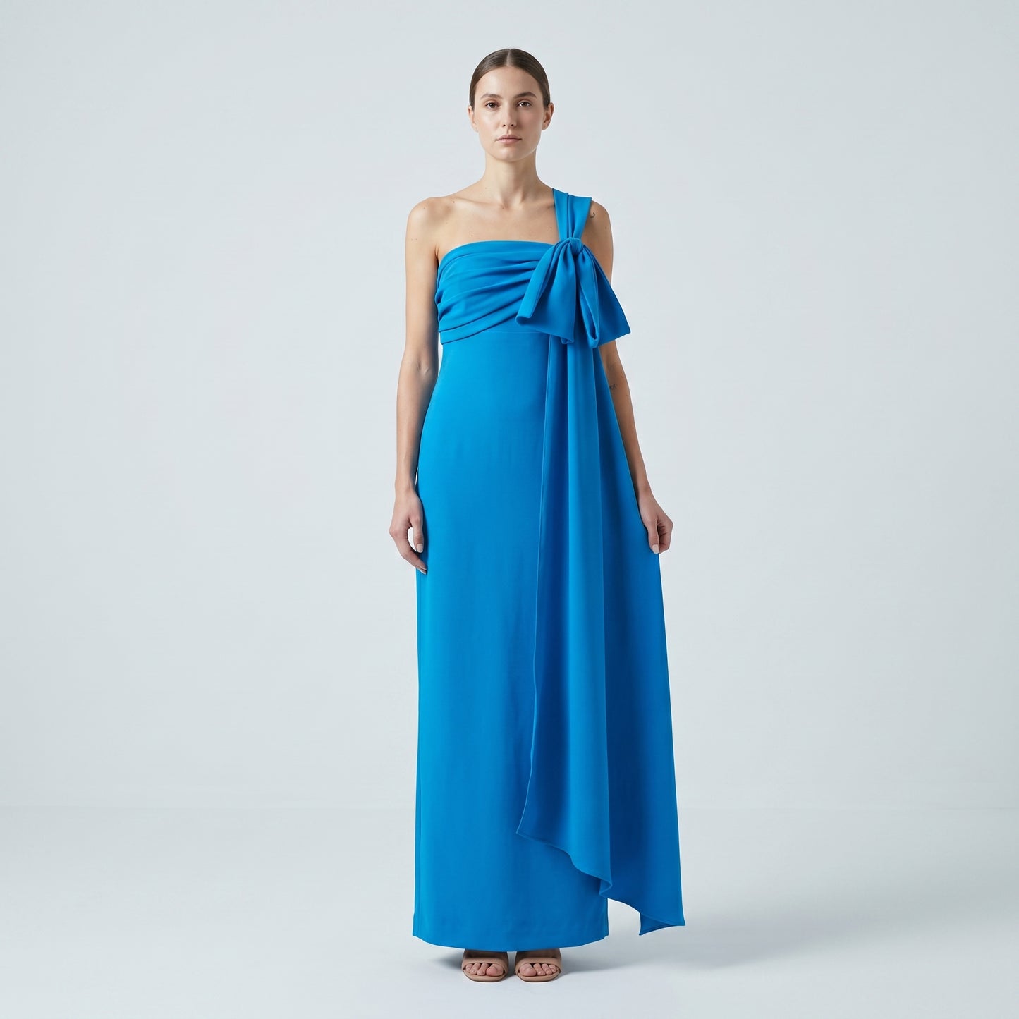 One-Shoulder Bow Detail Gown